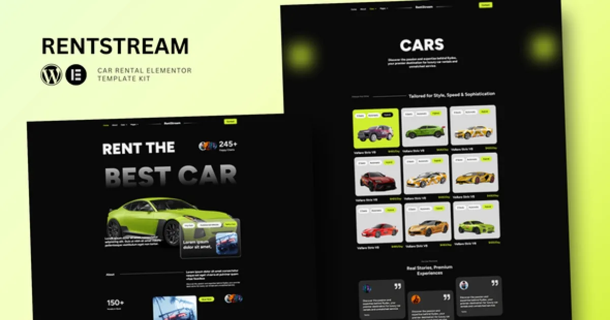 RentStream – Car Rental Elementor Template Kit