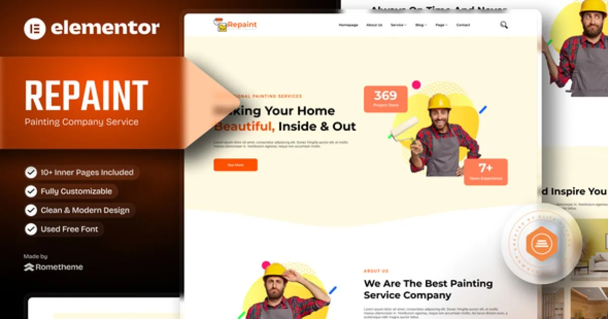 Repaint – Painting Company Service Elementor Template Kit