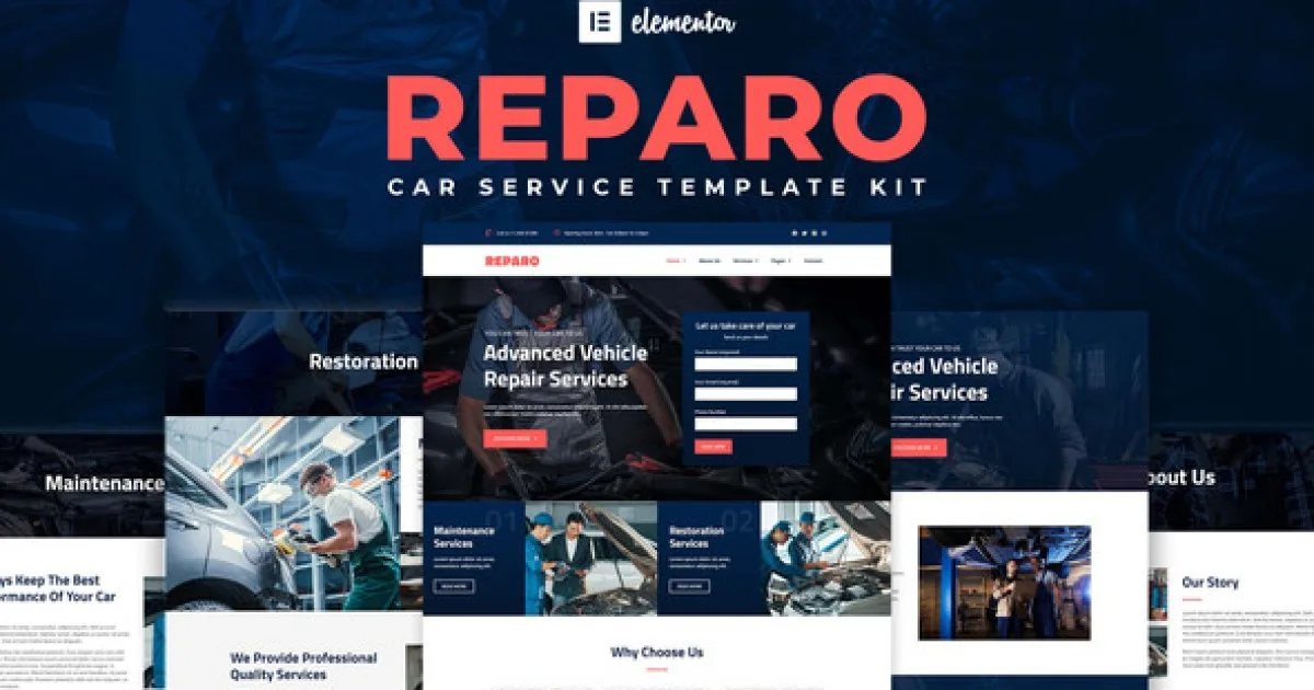Reparo – Car Service Elementor Template Kit