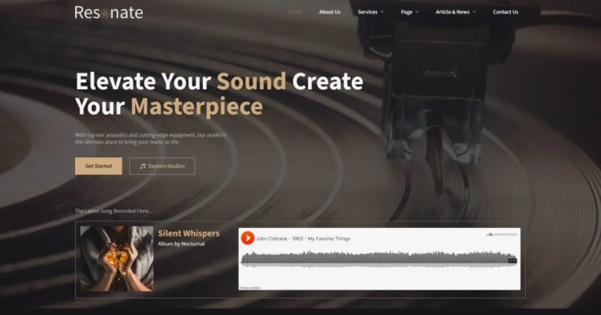 Resonate – Music Studio Production Elementor Template Kit