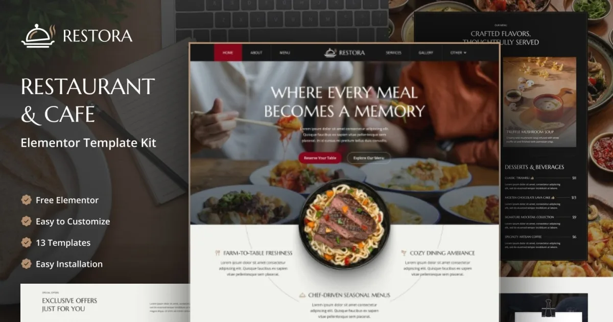Restora – Restaurant & Cafe Elementor Template Kit