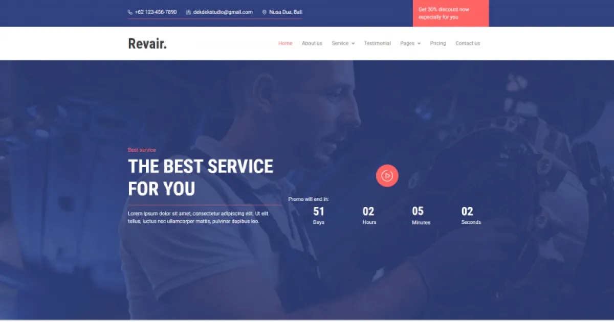 Revair – Auto Mechanic & Repair Elementor Template Kit