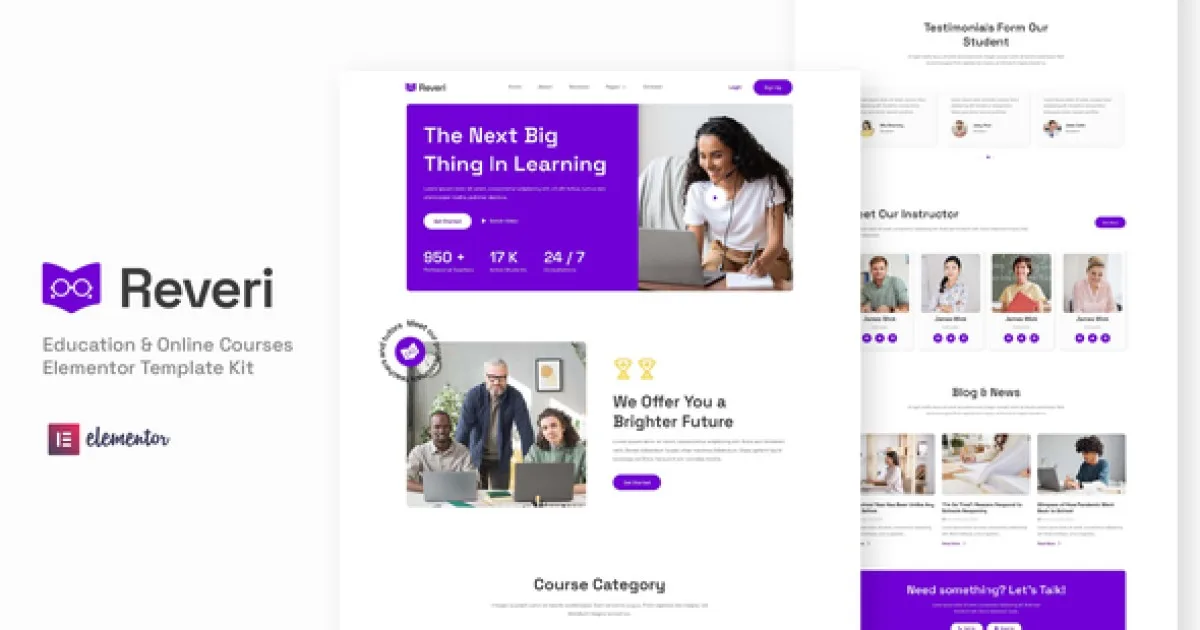 Reveri – Education & Online Courses Elementor Template Kit