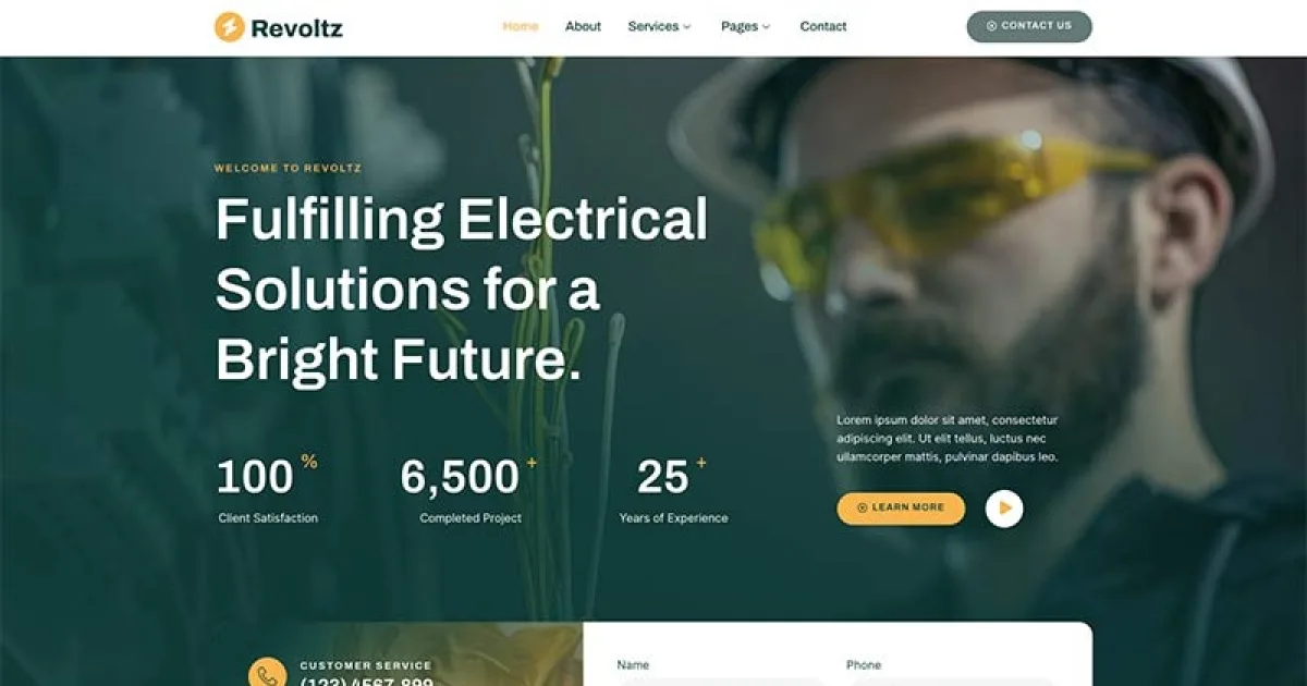 Revoltz – Electrical Installation & Maintenance Elementor Template Kit