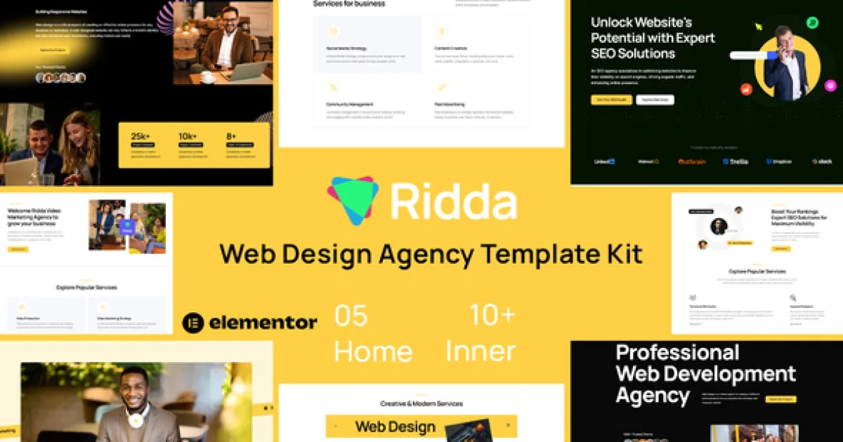 Ridda – Web Design Agency Template Kit Elementor Template Kit
