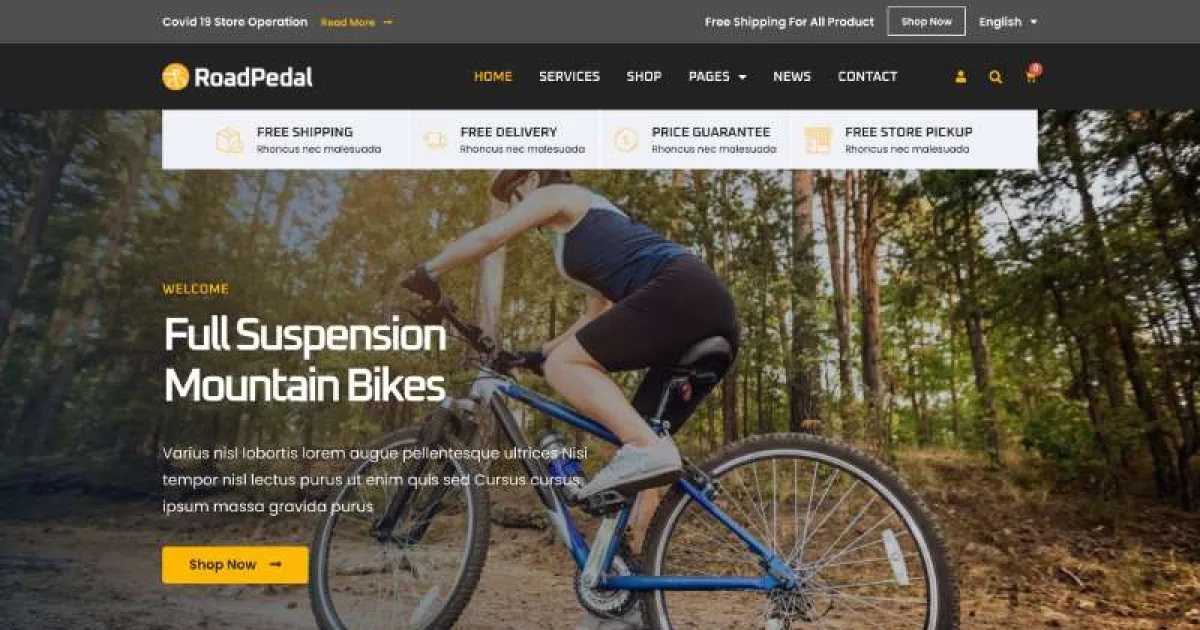 RoadPedal – Bicycle Store Elementor Template Kit