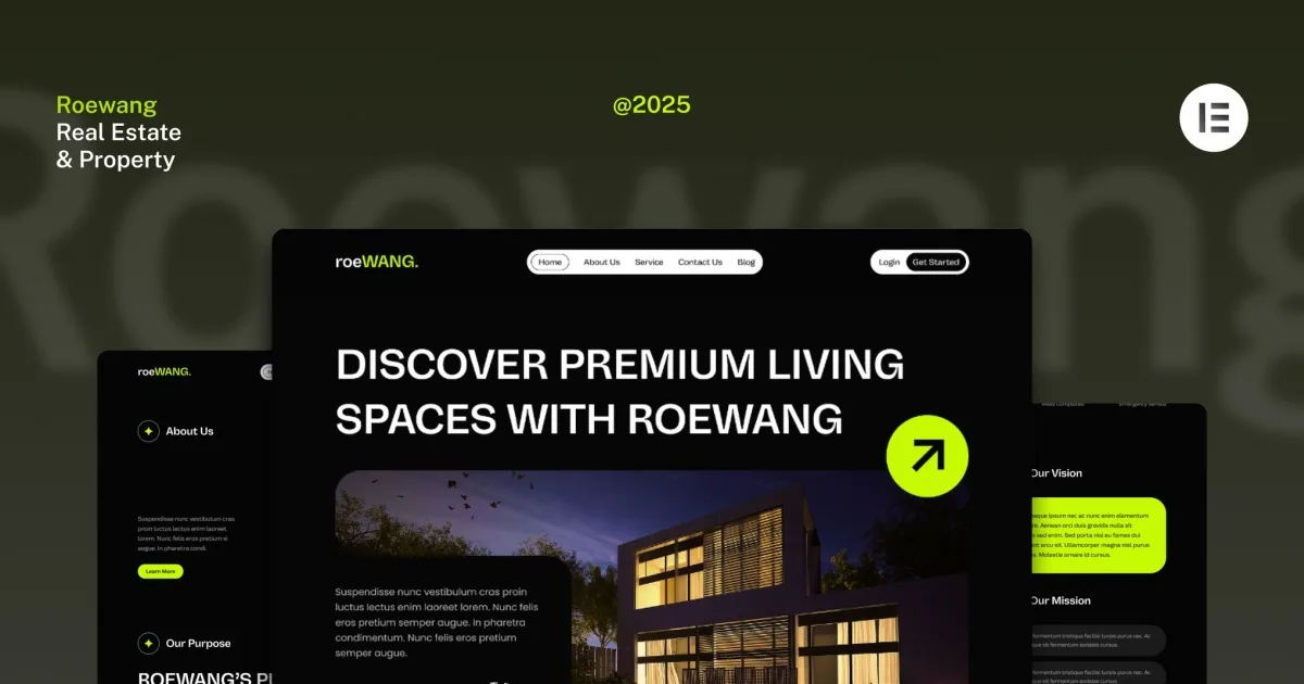 Roewang – Dark Real Estate & Property Website Elementor Template Kit