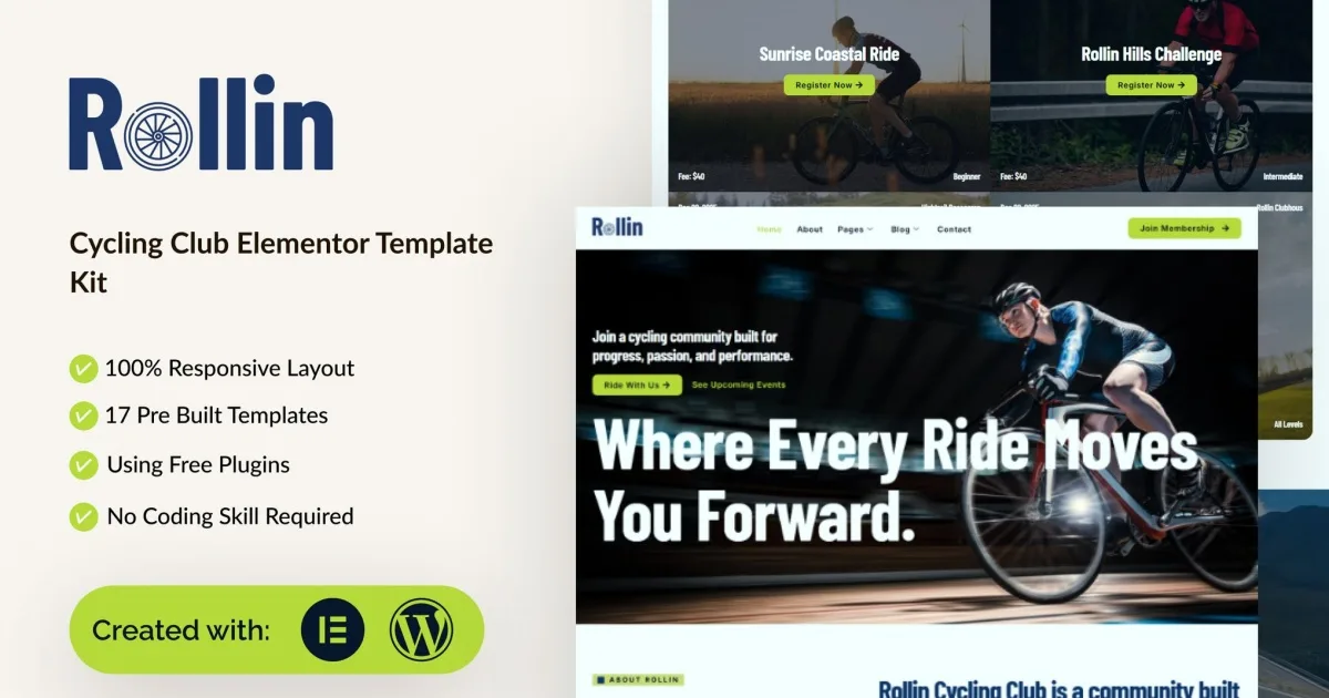 Rollin – Cycling Club Elementor Template Kit