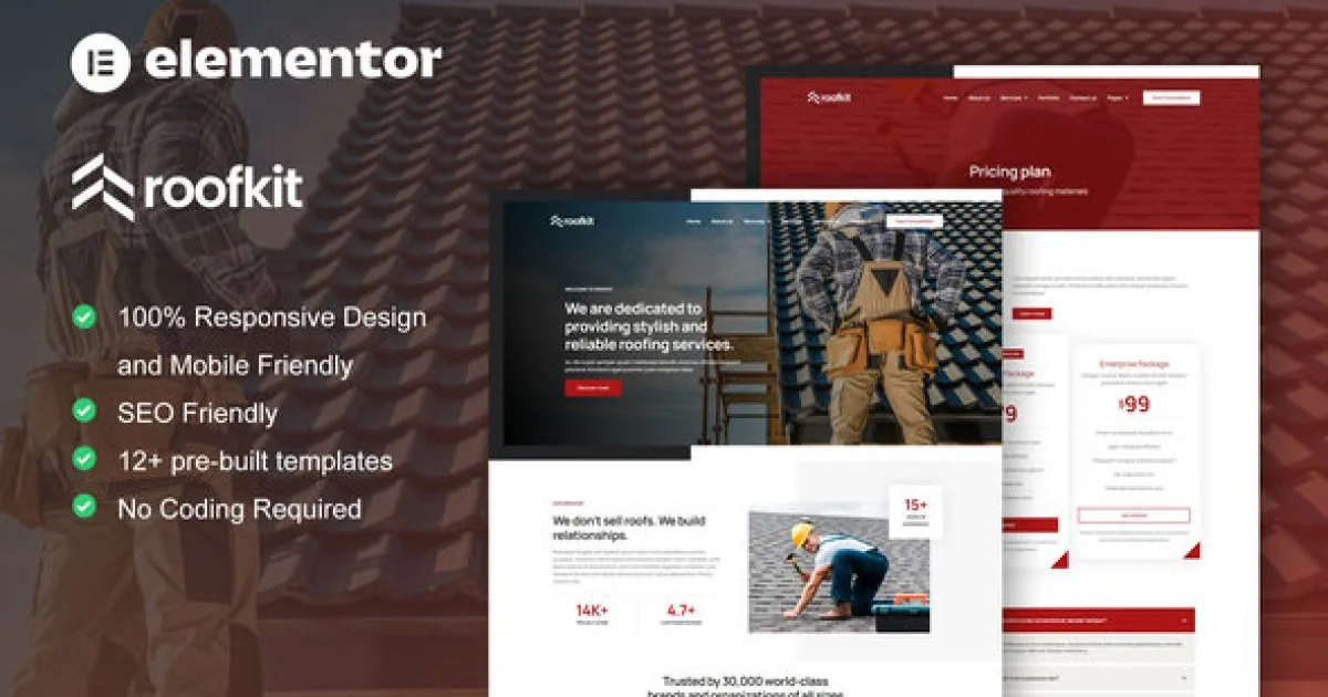 RoofKit – Roofing Services Elementor Pro Template Kit