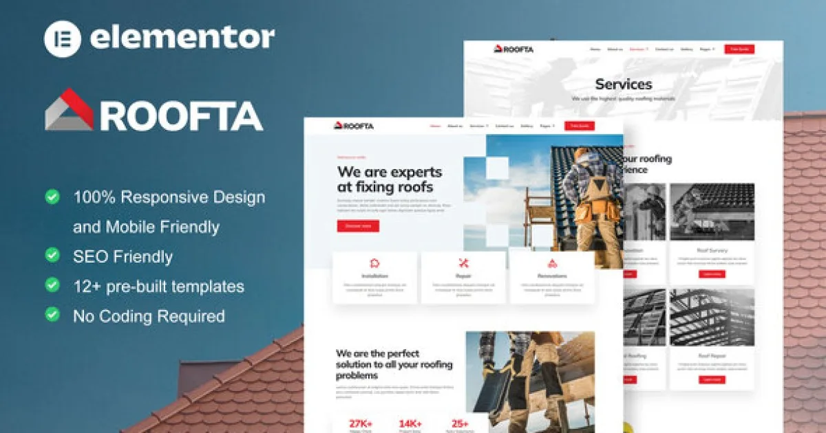 Roofta – Roofing Services Elementor Template Kit