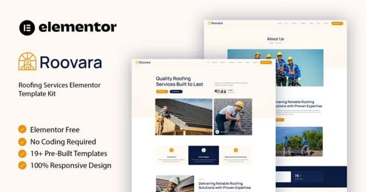 Roovara – Roofing Services Elementor Template Kit