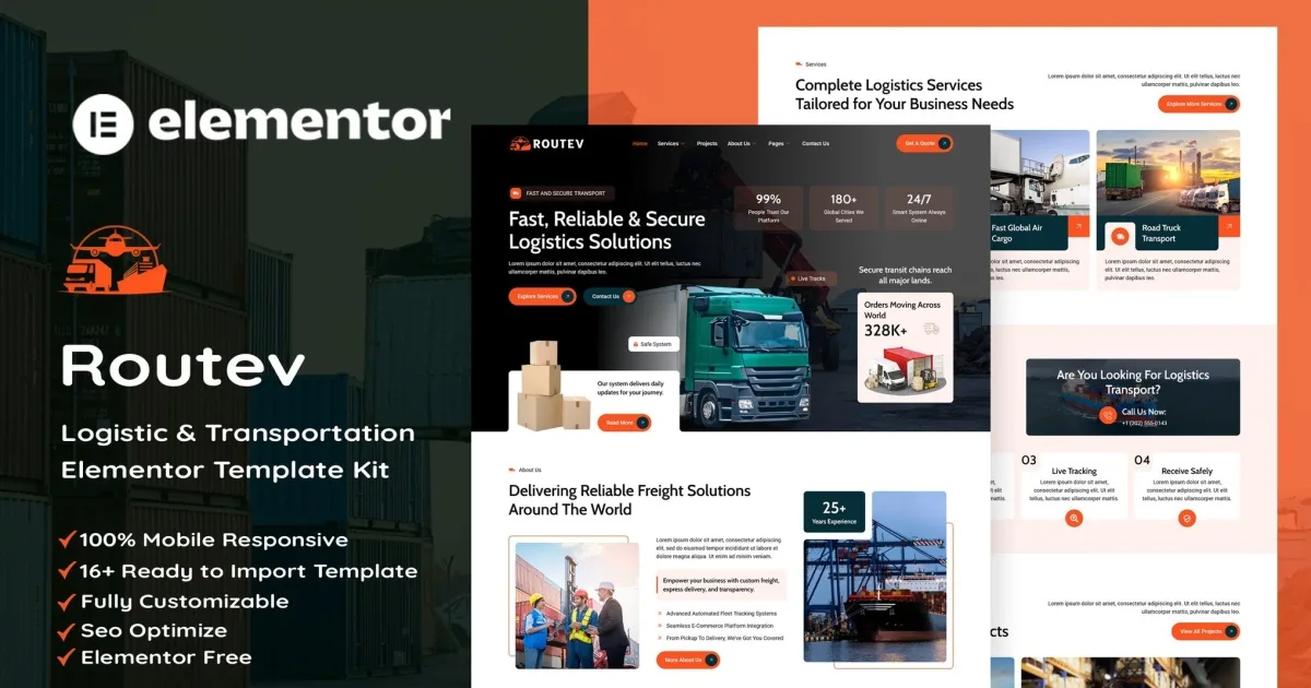 Routev – Logistics & Transportation Elementor Template Kit