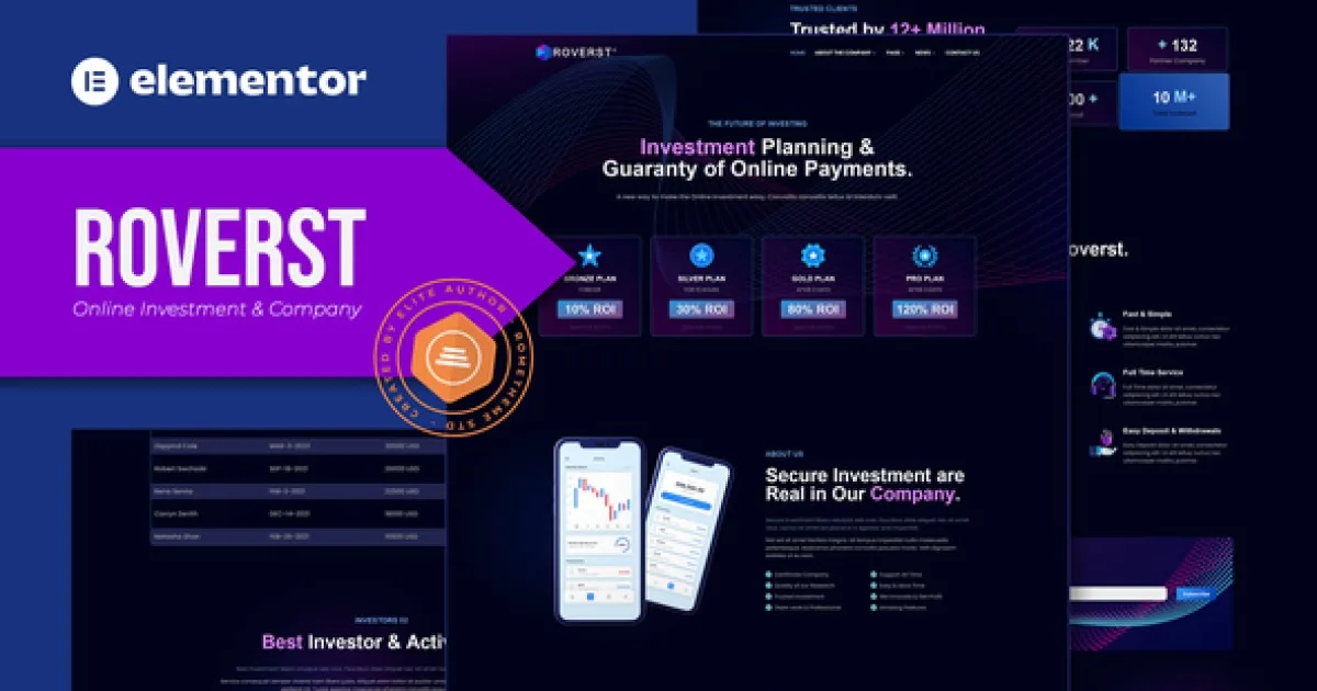 Roverst – Online Investment & Company Elementor Template Kit