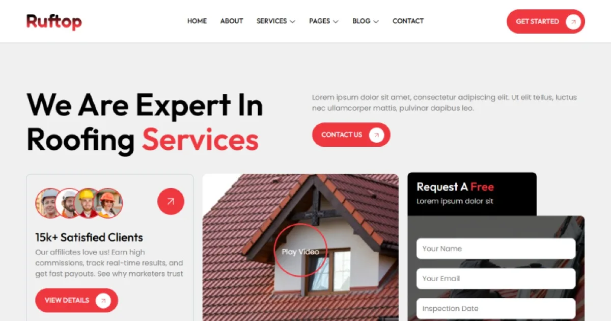 Ruftop – Roofing Services Elementor Template Kit