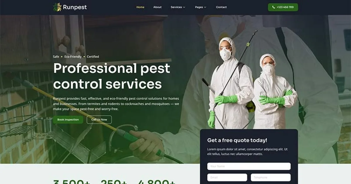 Runpest – Pest Control Service Elementor Template Kit