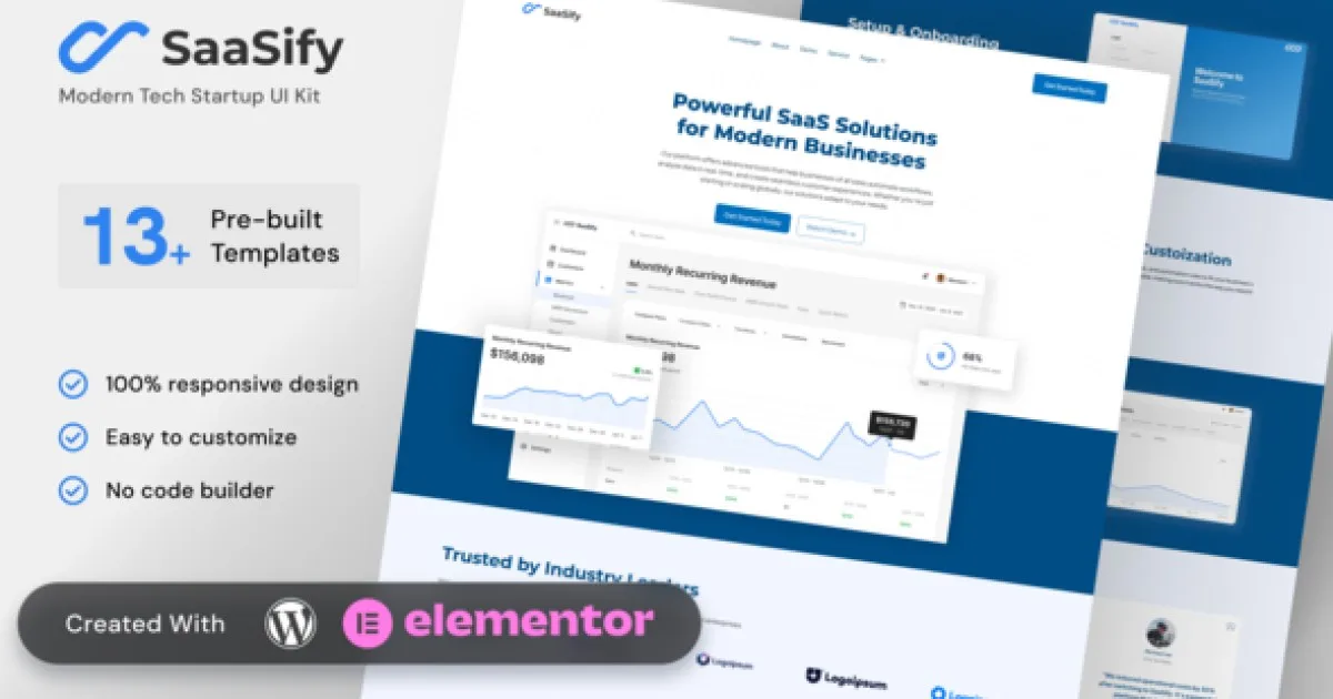 SaaSify – Modern Tech Startup Kit Elementor Template Kit - Official Release Preview