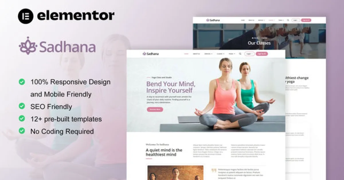 Sadhana – Yoga Teacher & Studio Elementor Template Kit