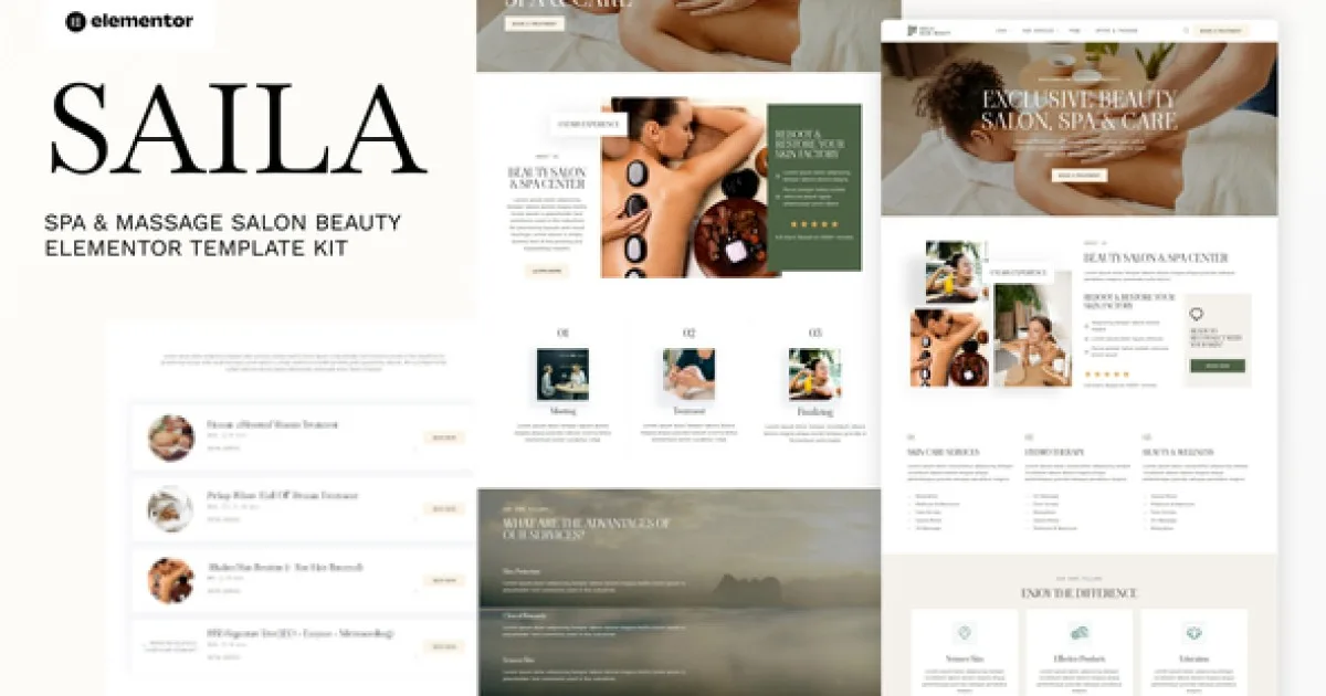 Saila – Spa & Massage Salon Beauty Elementor Template Kit - Official Release Preview