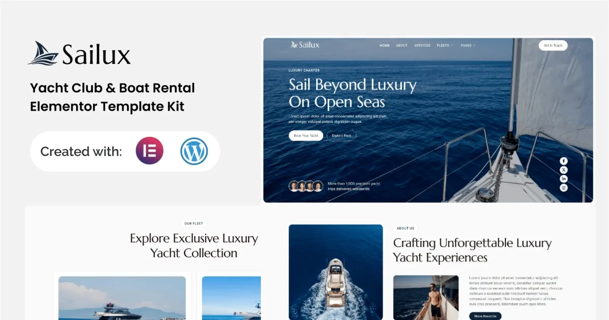 Sailux – Yacht Club & Boat Rental Elementor Template Kit