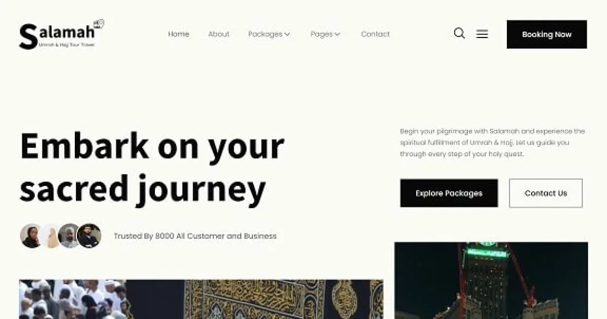 Salamah – Umrah & Hajj Tour Travel Elementor Template Kit