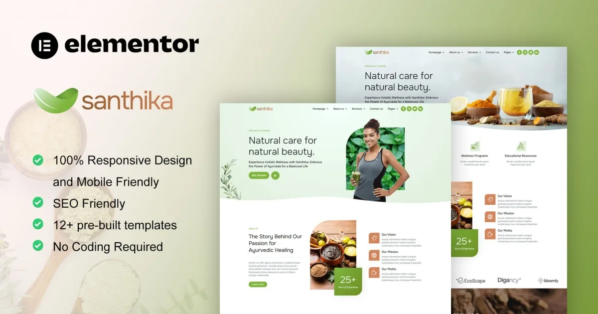 Santhika – Ayurveda & Natural Beauty Care Elementor Template Kit