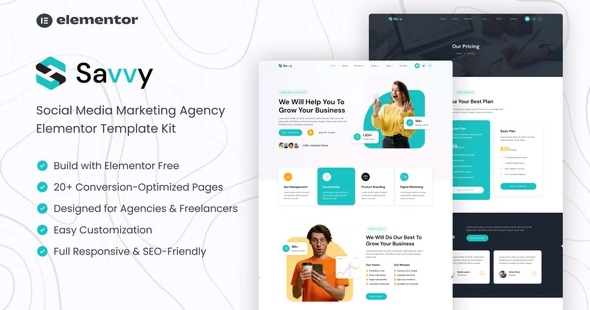 Savvy – Social Media Marketing Agency Elementor Template Kit - Official Release Preview