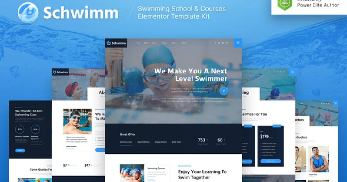 Schwimm – Swimming School & Course Elementor Template Kit