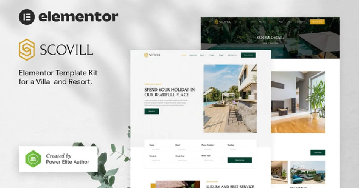 Scovill – Luxury Villa & Resort Elementor Template Kit