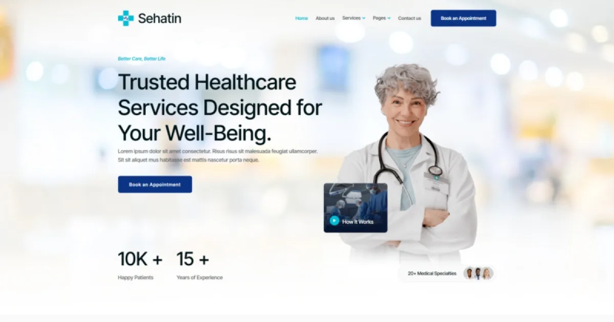 Sehatin – Health Care Service Elementor Template Kit