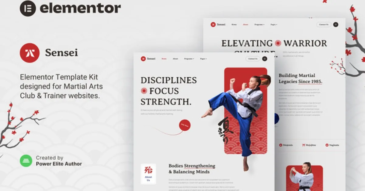 Sensei – Martial Arts Club & Trainer Elementor Template Kit