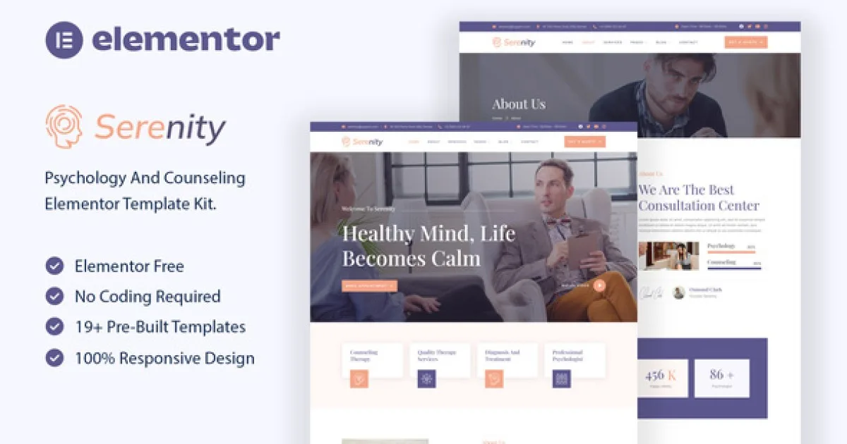 Serenity – Psychology & Counseling Elementor Template Kit