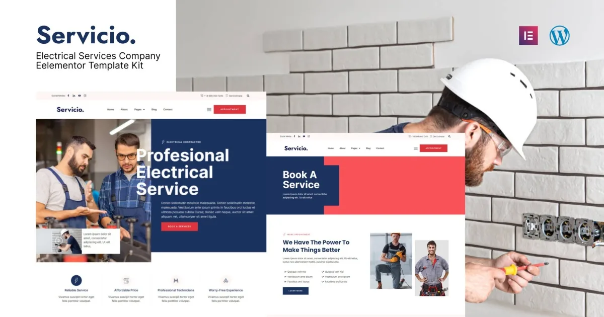Servicio – Electrician & Electrical Services Template Kit