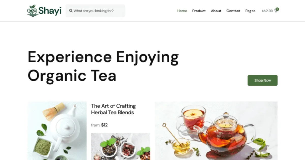 Shayi – Tea Store Ecommerce Elementor Pro Template Kit