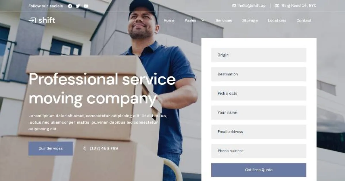 Shift – Moving Company Website Elementor Template Kit