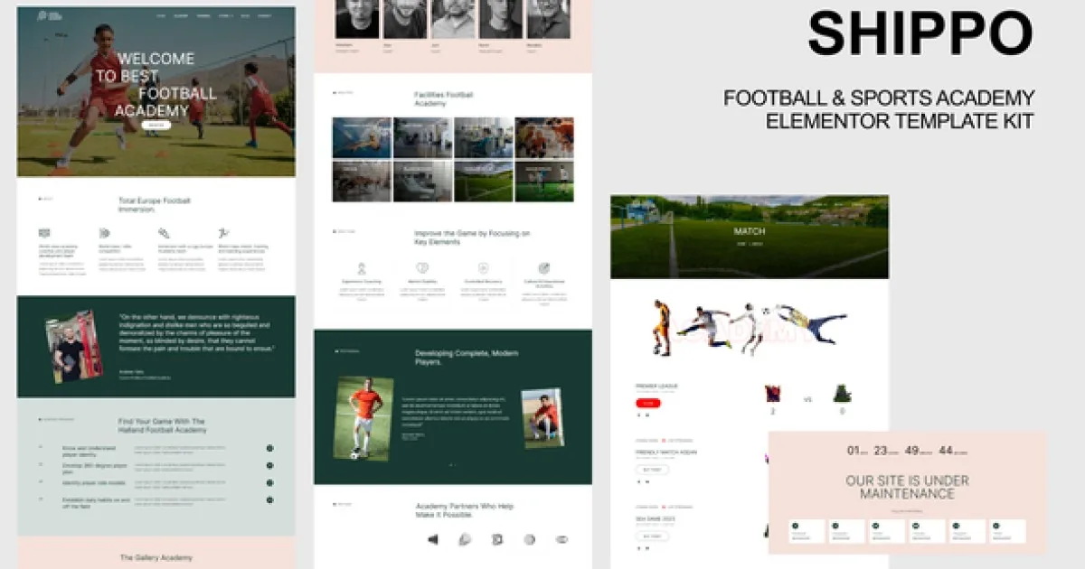 Shippo – Football & Sports Academy Elementor Template Kit - Official Release Preview
