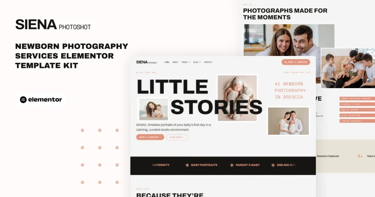 Siena – Newborn & Maternity Photography Services Elementor Pro Template Kit