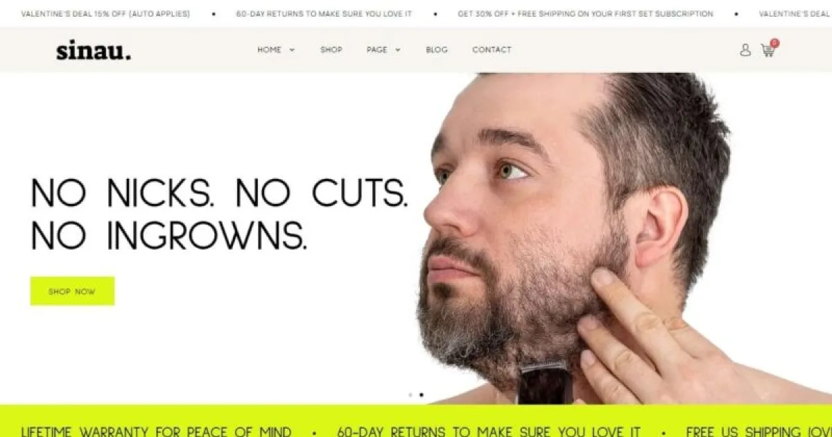 Sinau – Shaving & Barbers Products Elementor Template Kit