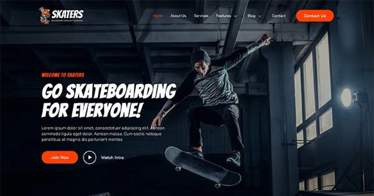 Skaters – Skateboarding Community & Club Elementor Template Kit