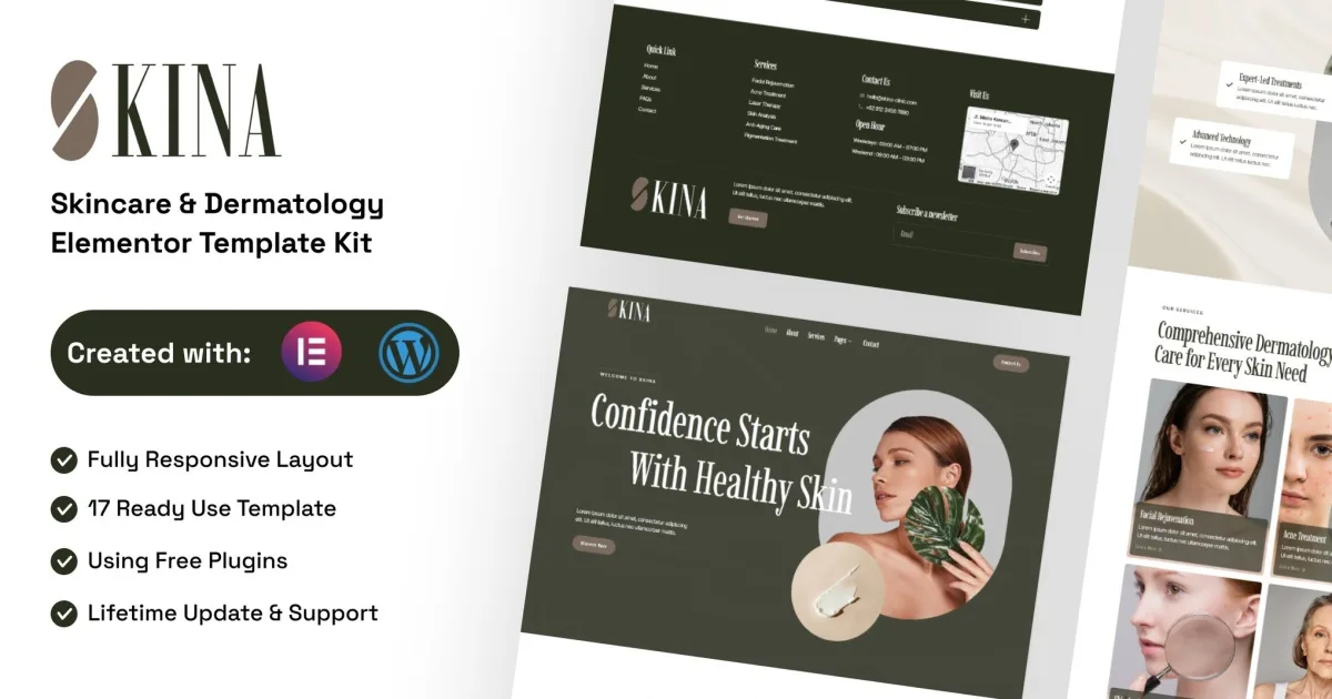 Skina – Skincare & Dermatology Elementor Template Kit