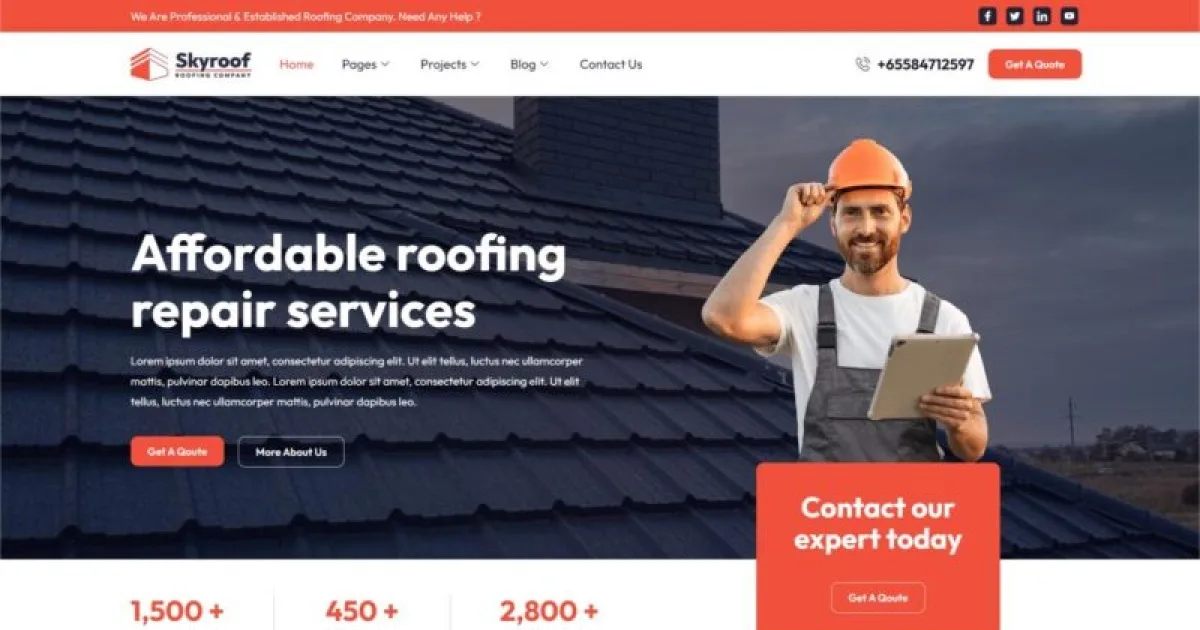 Skyroof – Roofing Company Elementor Template Kit