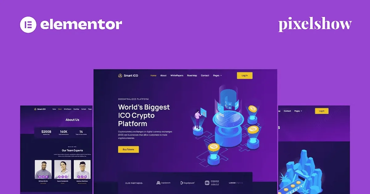Smart ICO – Crypto Currency Elementor Pro Full Site Kit