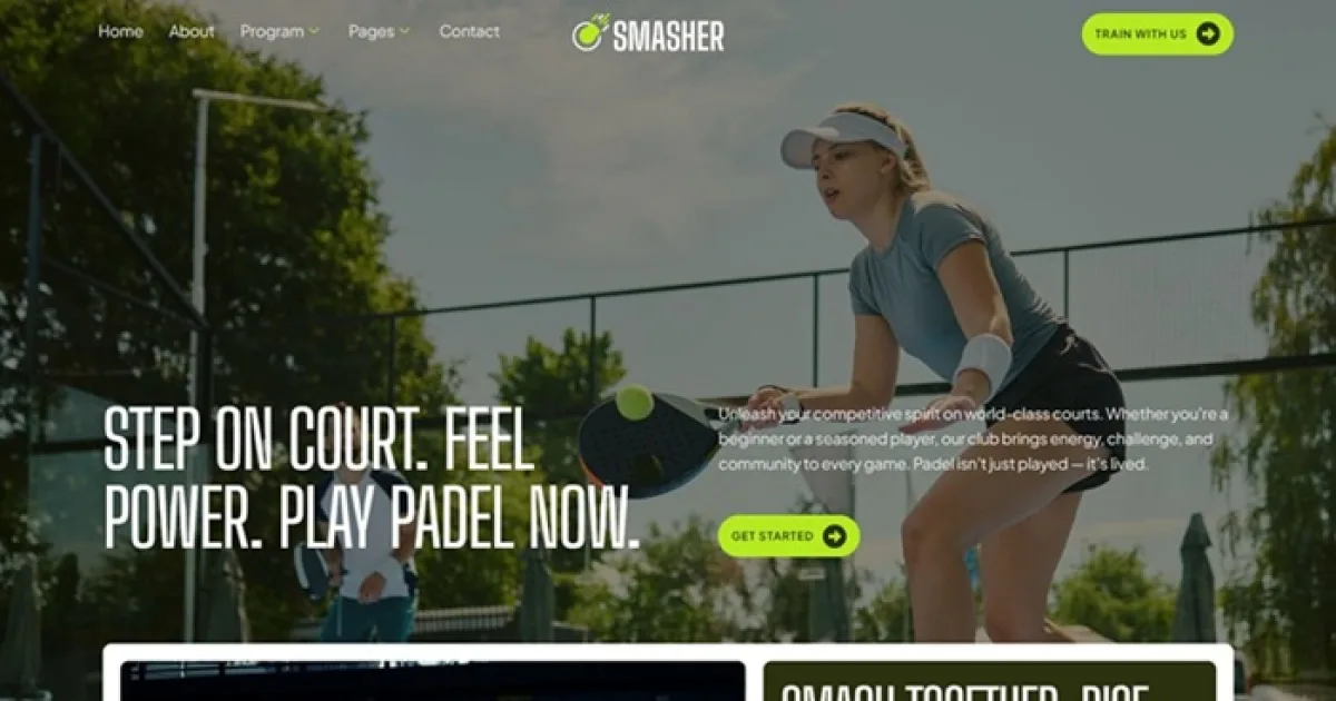 Smasher – Padel Tennis Community Elementor Template Kit