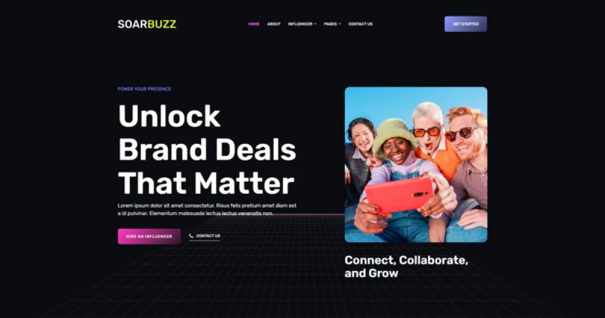 SoarBuzz – Influencer Agency Elementor Template Kit