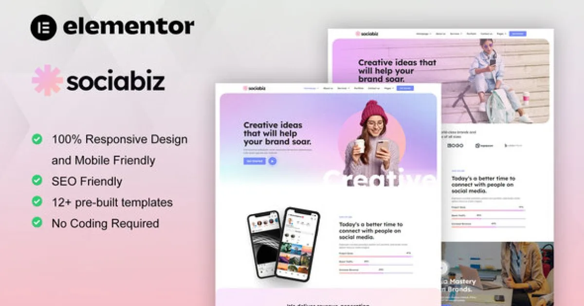 SociaBiz – Digital Marketing Agency Elementor Pro Template Kit