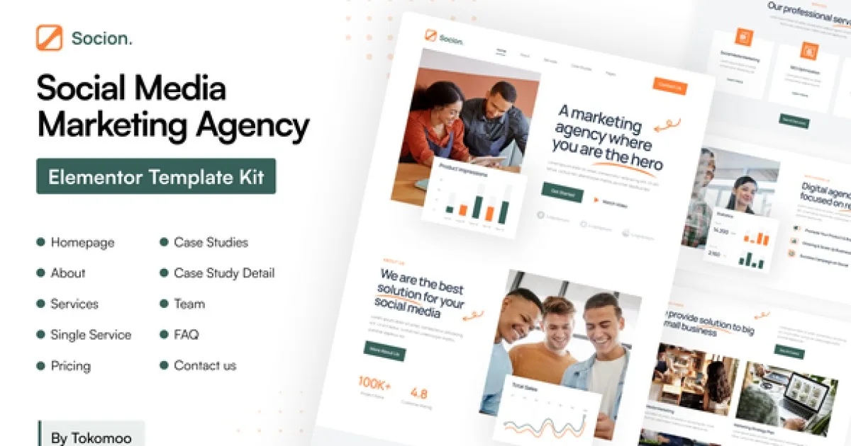 Socion – Social Media Marketing Agency Elementor Pro Template Kit - Official Release Preview