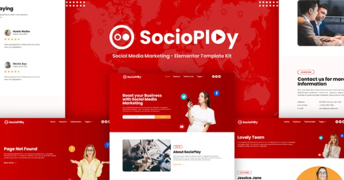 Socioplay – Social Media Marketing Elementor Template Kit
