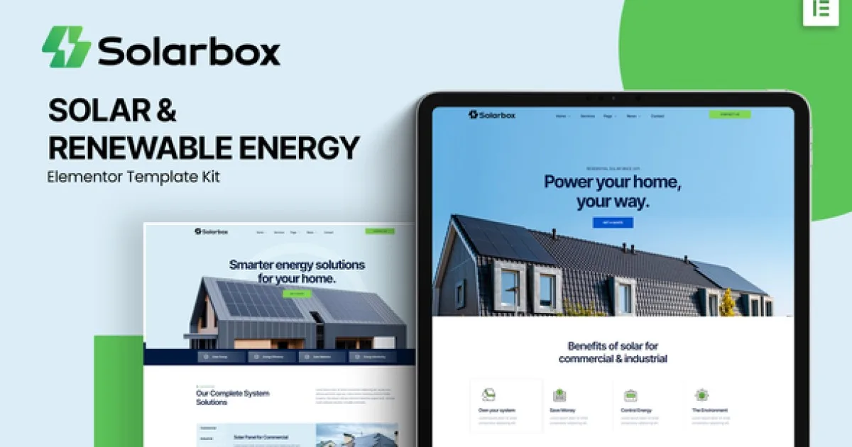 Solarbox – Solar & Renewable Energy Elementor Template Kit