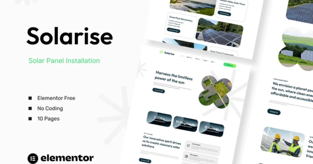 Solarise – Solar Panel Installation Elementor Template Kit