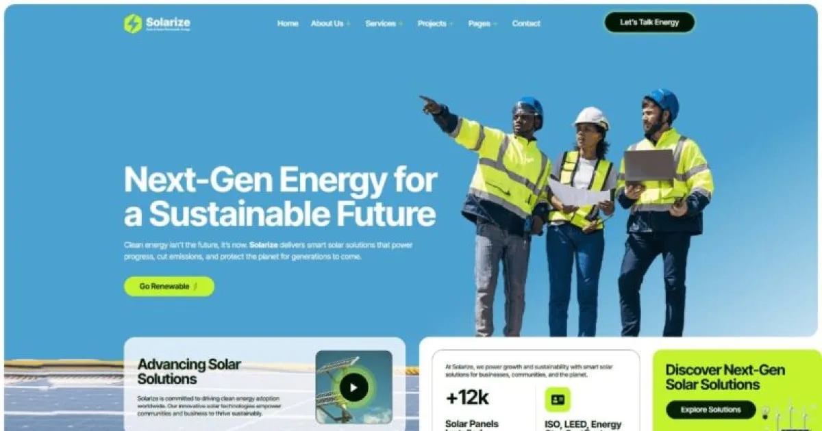 Solarize – Solar & Green Renewable Energy Elementor Template Kit