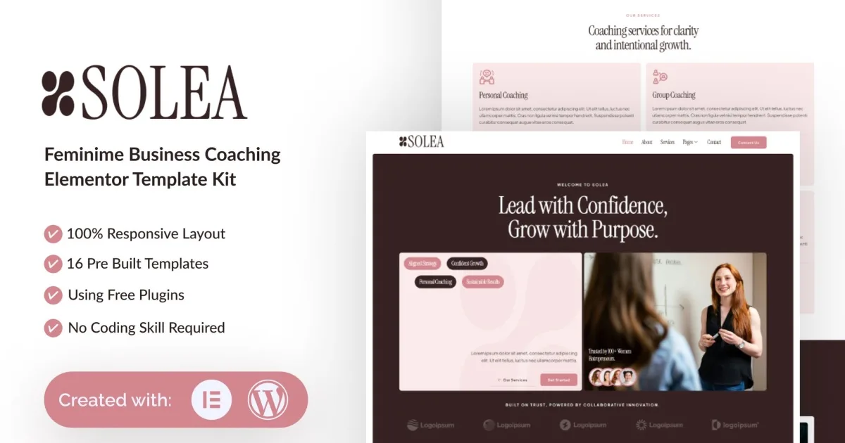 Solea – Feminime Business Coaching Elementor Template Kit